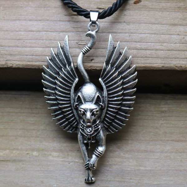 

popular ancient egyptian bastet statue cat necklace egyptian lion face cute cat pendant, Silver