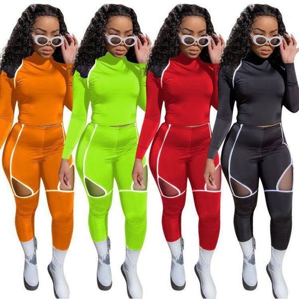 

43m6320 autumn winter women street casual home solid skinny sports two piece set and pants tracksuit sweatsuit outfits, Gray