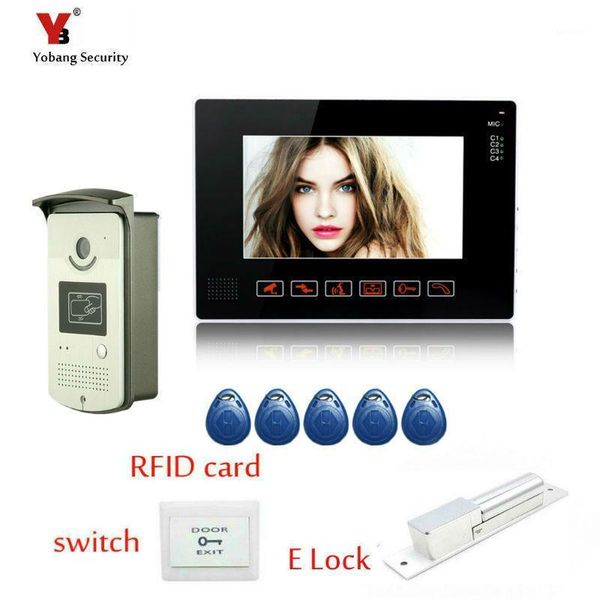 

yobang security 9" lcd white monitor video intercom door bell phone system rfid unlock outdoor camera + electric lock1
