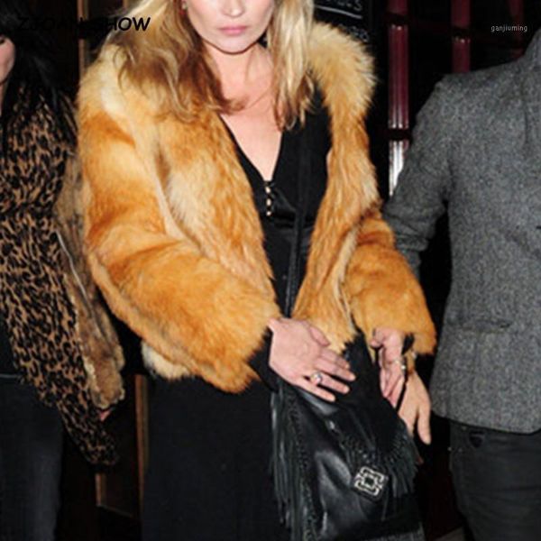 

winter stay warm hairy gradient shaggy faux fur coat trendy women long sleeve furry fur jacket loose outerwear1, Black