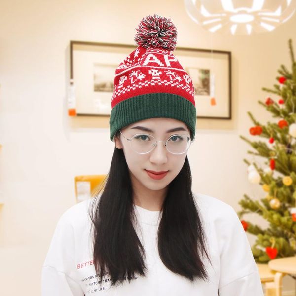 

christmas decorations sweet lovely snowflake knitted hat winter series female illuminate warm for kids adults