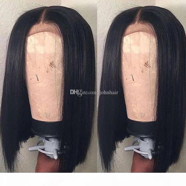 

13x6 deep part bob lace front wigs with baby hair pre plucked short human hair wigs brazilian virgin hair for black women 9a, Black;brown