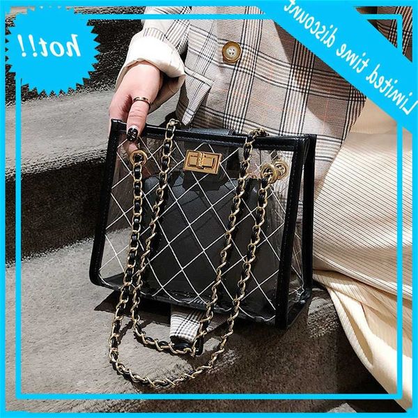 

transparent jell-o big 2021 fashion new quality pvc women designer handbag high capacity chain shoulder bag messenger bags