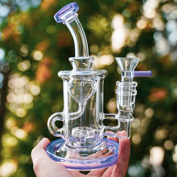 Heady Klein Glass Torus Water Bong Showerhead Percolator 14mm Feminino Joint Recycler Perc Oil Dab Rigs Water Pipes Com Bowl XL-2071