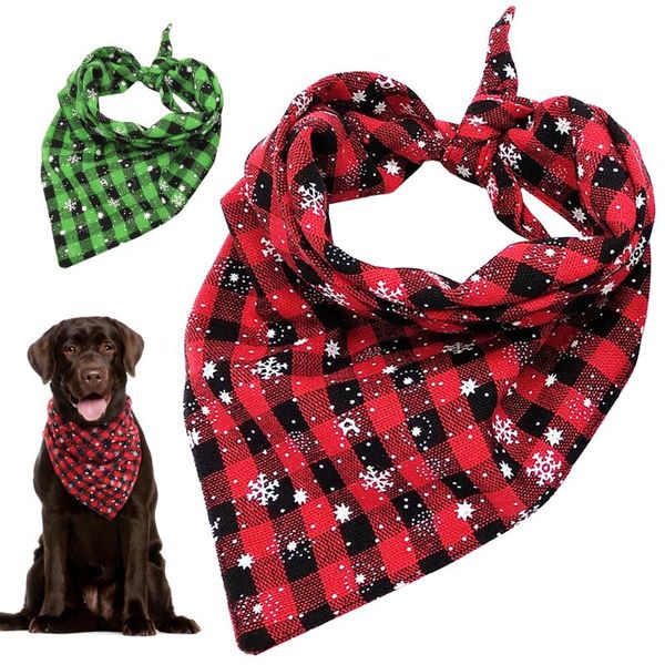 

dog apparel christmas bandana plaid dogs bibs large pet scarf adjustable cat banadas scraf cats costume accessories