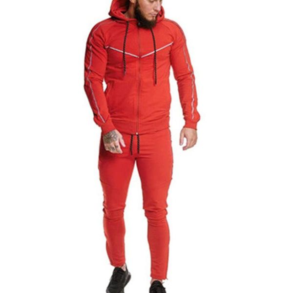 

mens splicing fitness sets fashion trend zipper hooded sweatshirt drawstring pant sports suits man spring new slim casual running tracksuits, Gray