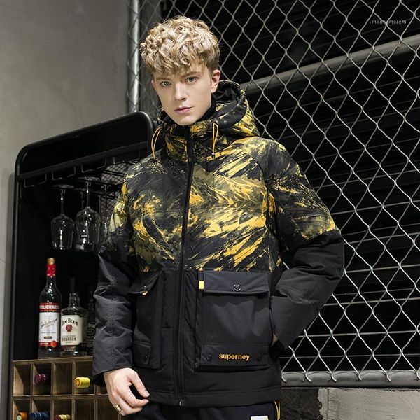 

men's down & parkas 2021 winter trend couple hooded british style tooling camouflage loose version thick student casual jacket1, Black