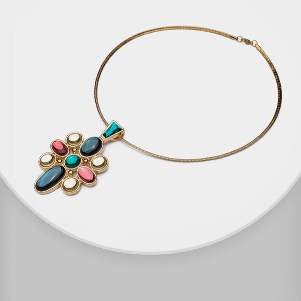 

amorita boutique retro colorful pendant necklaces, Silver