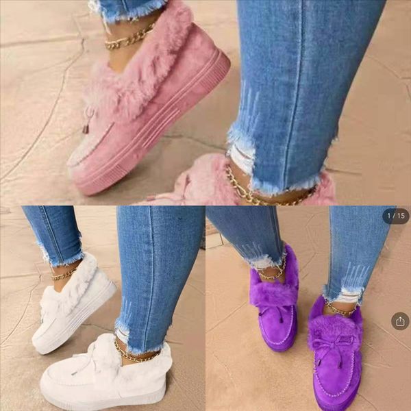 

hlwgh winter plus velvet slippers cotton ladies women sewing home shoes plush warm woman female flock elastic mop cotton yarn slipper, Black