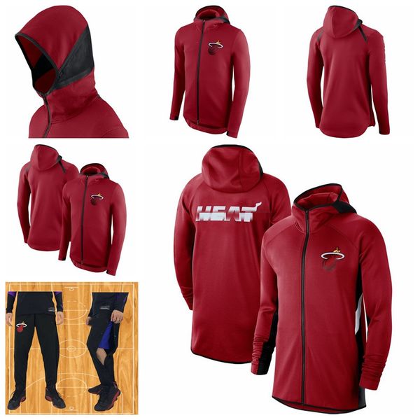

miami heat men showtime jersey therma flex performance mia full-zip basketball hoodie, Black;red