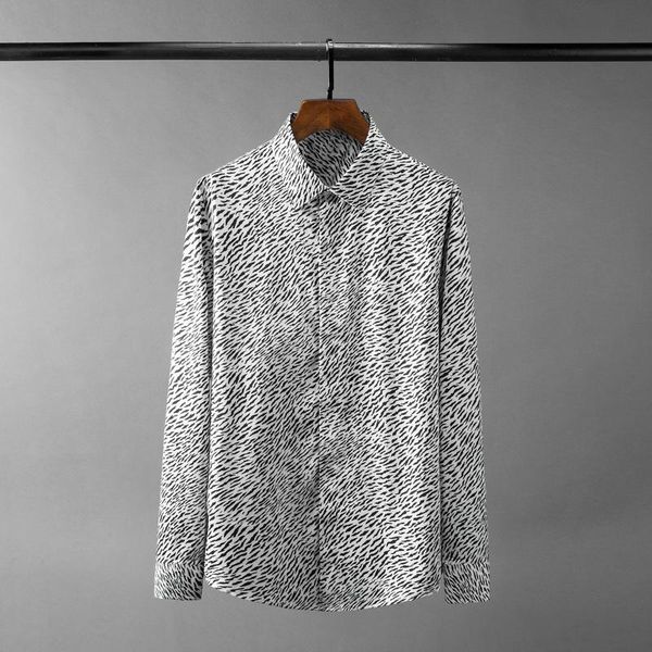 

minglu cotton male shirts long sleeve leopard printed mens shirts fashion slim fit party mens dress 3xl, White;black