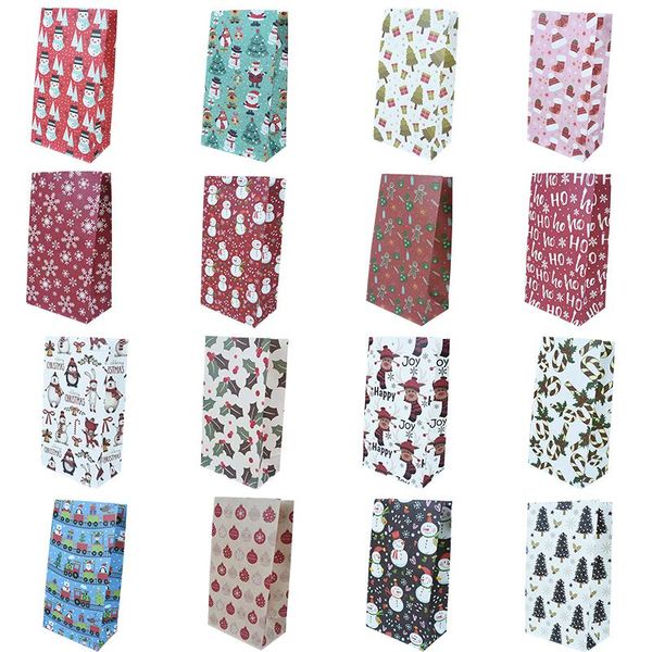 

5/10pcs christmas candy bag kraft paper gift bag for snack cookies packaging xmas party home new year 2021 decor supplies