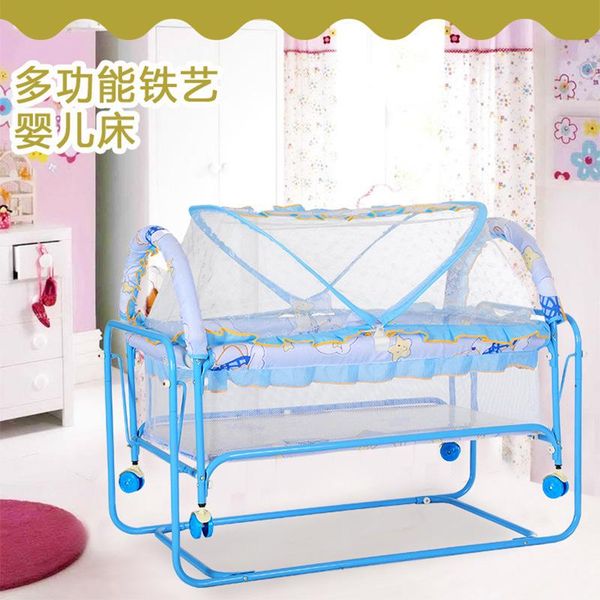 

baby cribs born crib iron bed with roller removable cradle lightweight multifunctional