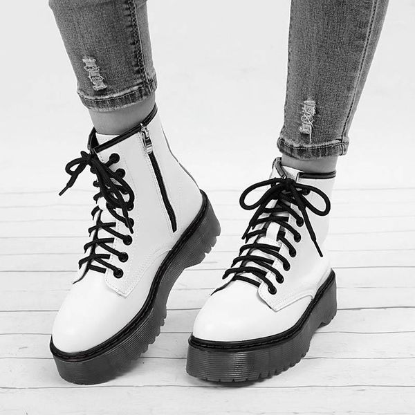

women warm plush autumn ankle snow boots casual lace up low heels female platform shoes ladies motorcycle short botas fashion1, Black