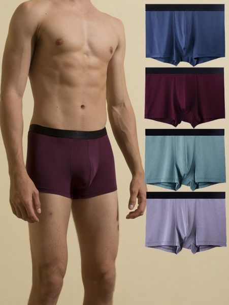 

men 4pcs contrast letter tape stitching boxer brief y6at#, Black;brown