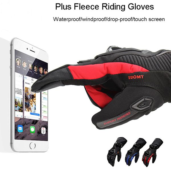 

motorcycle full waterproof windproof anti-collision moto winter warm equipage touch screen motorcyclist protective gloves, Blue;gray