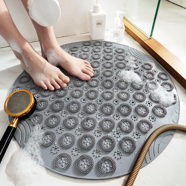 

bath mat 55cm non slip round bathroom mat rug toilet shower massage pad bathroom carpet floor drainage suction cup set decor