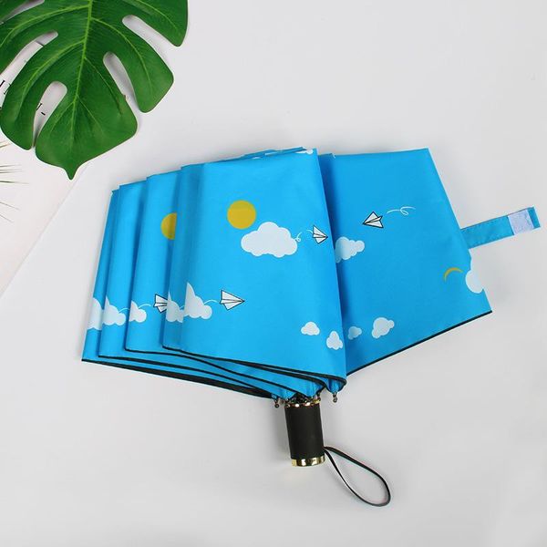 

paraguas folding umbrella nine plywood folding small fresh aircraft three fold uv folding hand open vinyl sun umbrella bbyurf