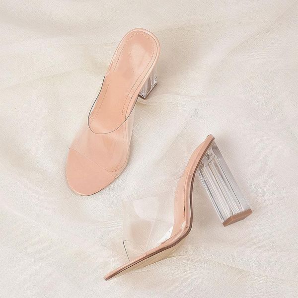 

sandals women slipperstransparent ladies elegant pvc thick sole summer spring classical fashion female shoes mujer, Black