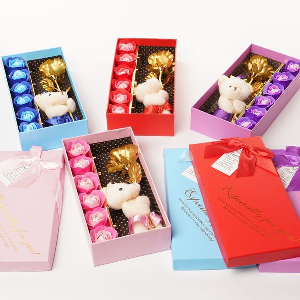 

rose gold golden valentines flower day rose 24k boxes gifts soap gift bear foil flower simulation xd24343 mbhqh