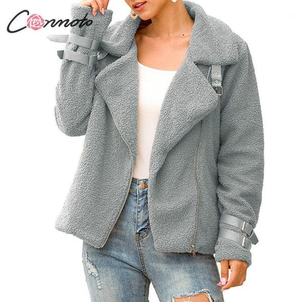 

conmoto winter teddy jackets women 2020 fashion faux fur jackets coats female shaggy bomber jacket ladies zip and coats1, Black;brown