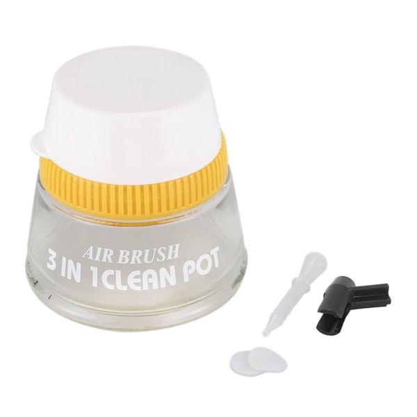 

3 in 1 airbrush cleaning pot strong glass airbrush stand station filters cleaner