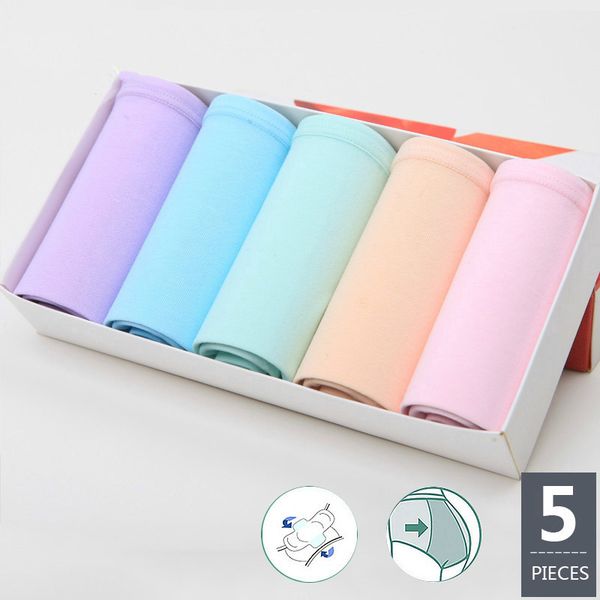 

5pcs/lot period panties women physiological briefs leakproof menstrual broadened underwear ladies healthy cotton panties 201112, Black;pink