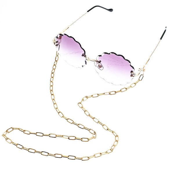 

new arrival luxurious eyeglasses chains pure metal square rings design simple gold strong eyewear glasses chain wholesale
