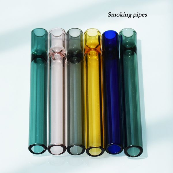 Punte di filtri per tabacco da pipa per erbe da fumo da 3,6 pollici con portabottiglie rotondo piatto in vetro Piccoli tubi di vetro Pyrex carini per cartine all'ingrosso