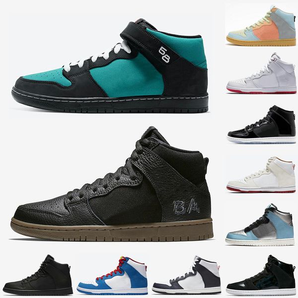 

2020 doraemon skateboard basketball shoes platform shadow obsidian space jam black iridescent high dunk men women trainers sneakers 36-45