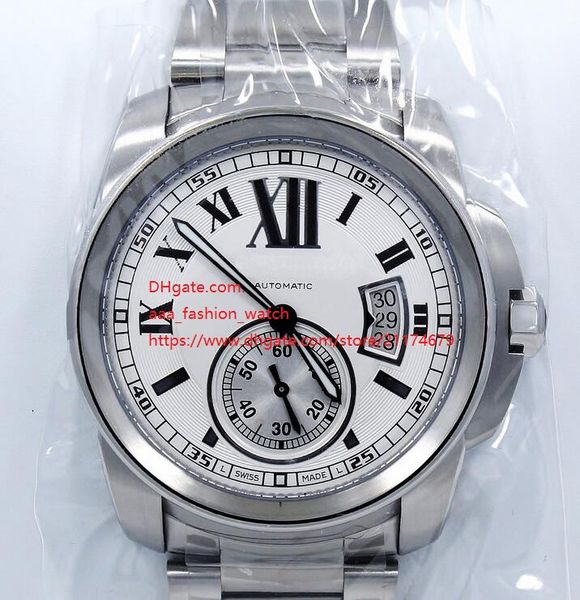 

factory supplier calibre automatic watch white dial ref w7100015 dial large mens watches wristwatches no chronograph, Slivery;brown
