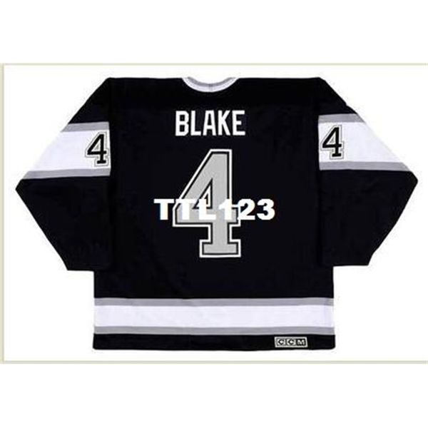 

mens #4 rob blake los angeles kings 1993 ccm vintage retro away home hockey jersey or custom any name or number retro jersey, Black