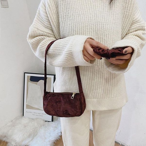 

cross body underarm fluffy shoulder messenger bag plush soft fashionable casual crossbody bags women totes clutch