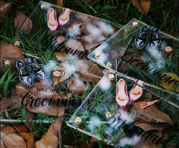 

will you be my bridesmaid/groomsman invitation, acrylic invitation card proposal card wedding favor bridesmaid gift