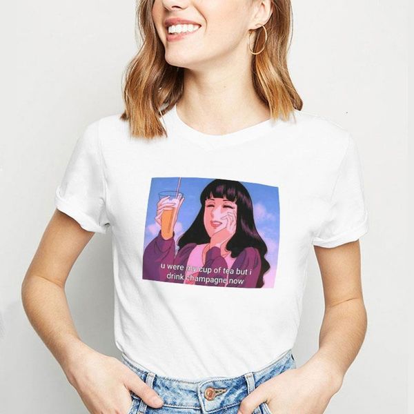 

czccwd t shirts women 2019 summer fashion u were my cup of tea but i drink champagne now cool letter printed tshirt clothes, White