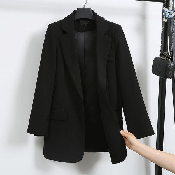

women's suits & blazers 2021 fashion black blazer jackets suit jacket casual spring autumn coats british workwear long outerwear v1225, White;black