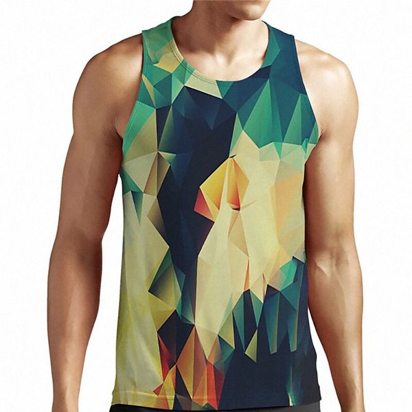 

men's tank undershirt 3d print graphic prints geometry plus size round neck casual daily print sleeveless basic designer big and tall, White;black