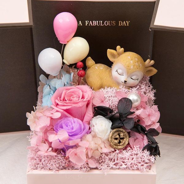 

romantic valentine's day gift birthday wedding present necklace gift box artificial rose soap eternal flower bouquet gift for guests