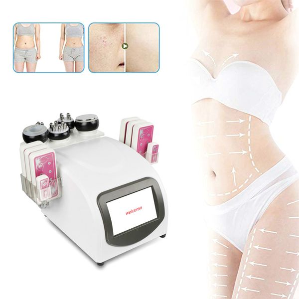 

40k ultrasonic liposuction cavitation 8 pads laser vacuum rf skin care salon spa slimming machine fat loss machines, Black