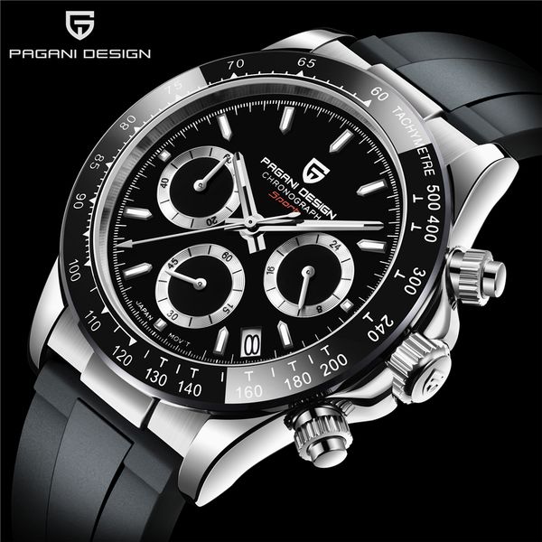 

christmas gift pagani design black pvd automatic mechanical movement case watch black stainless steel watches men wristwatches, Slivery;brown
