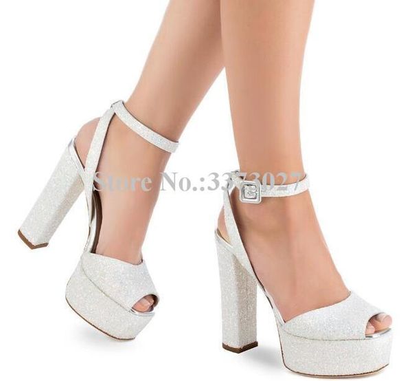 

dress shoes women charming sequined high platform sandals fashion ankle strap super heel ladies wedding party pumps, Black