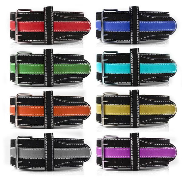 

waist support genuine leather weightlifting belt weight lifting back training blet equipment, Black;gray