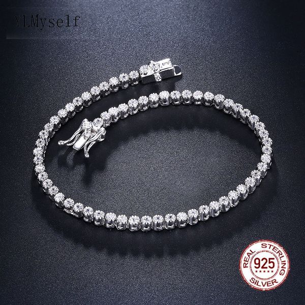 

elegant pure sterling silver 7 inch tennis bracelets jewelry setting 2mm round crystal luxury eternal 925 zirconia jewellery 1028, Black