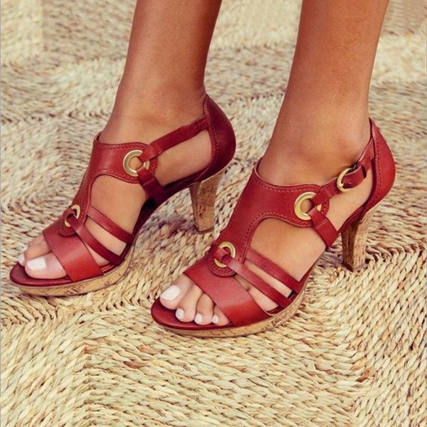 

buckle strap sandals women sandals female bohemian style summer fashion high heels women's shoes y200405, Black