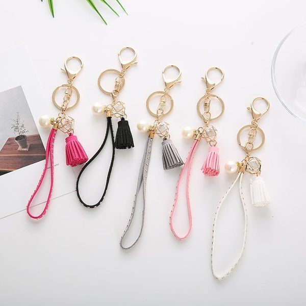 

personality geometric key chain porte clef keyring friends keychain with tassel llavero jewelry gift charm accessory eh131b h wmthsy, Silver