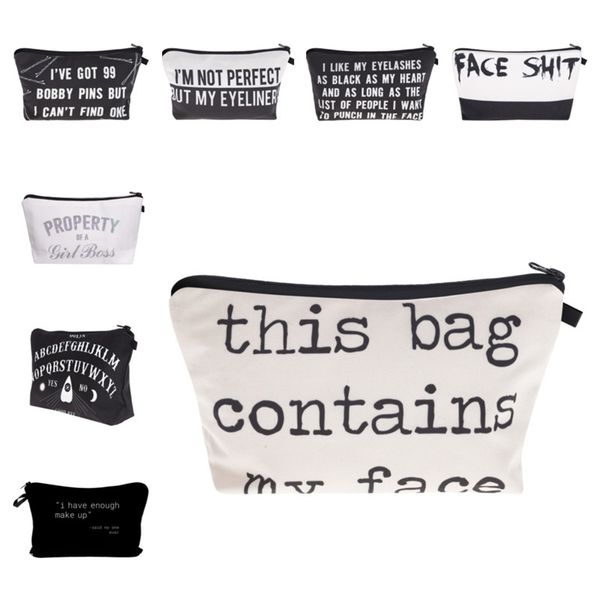 

this bag letters print makeup bags travel large capacity washing bag portable business trip multi-functional packing cosmetic bag gg12601, Black