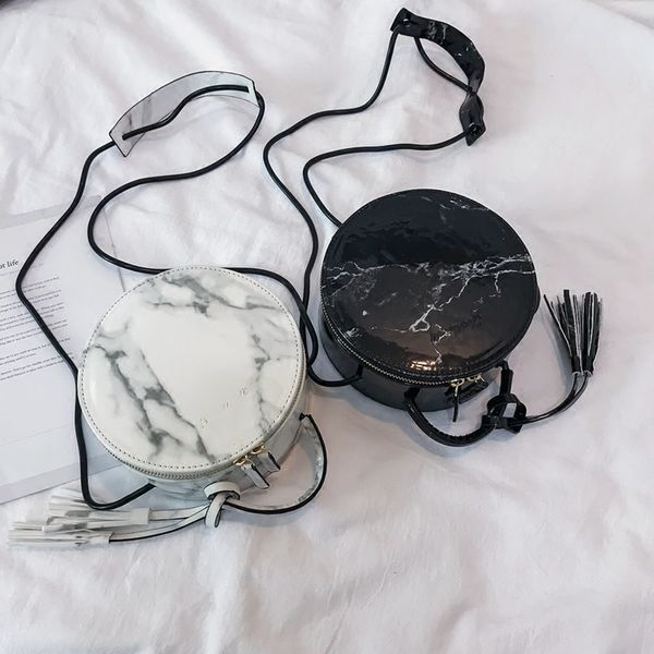 

designer marble round women shoulder bags retro tassel crossbody bag designer ladies handbag small clutch purse messenger sac c1016