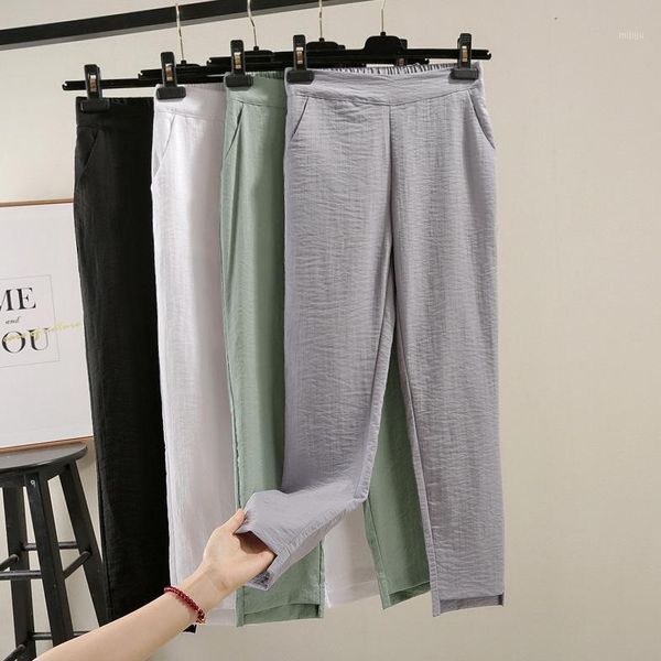 

2019 summer new harlan nine minutes of pants female han edition feet pants wholesale loose thin ice silk leisure trousers y98021, Blue