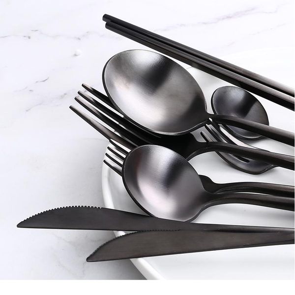 

black gold cutlery set steak knife fork coffee spoon teaspoon butter knives chopstick travel home wedding party silver jllmbx