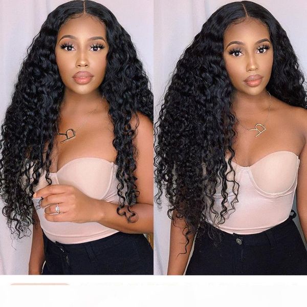 

reshine hair 4x4 deep wave lace closure human hair wigs for black women pre plucked lace closure wig mongolian deep curly wigs, Black;brown